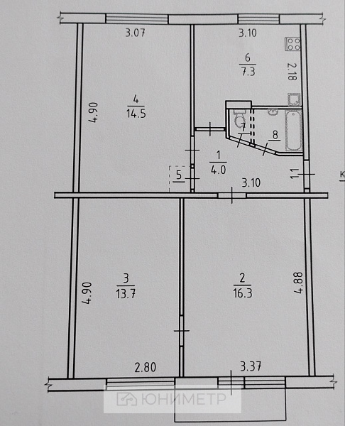 3-к. кв. 59.5 м² 5/5 эт.