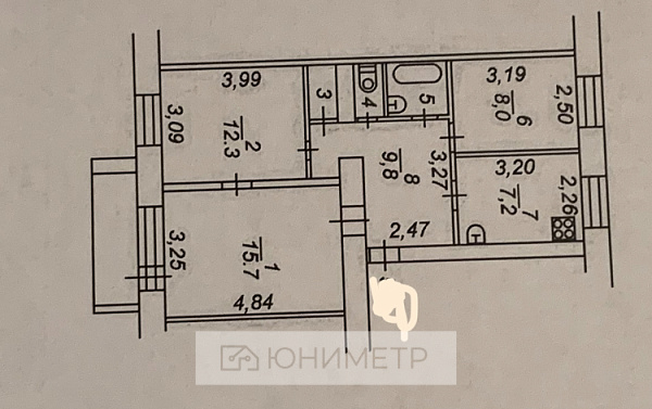 3-к. кв. 57.8 м² 2/6 эт.