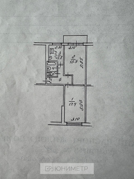 2-к. кв. 47.9 м² 2/5 эт.