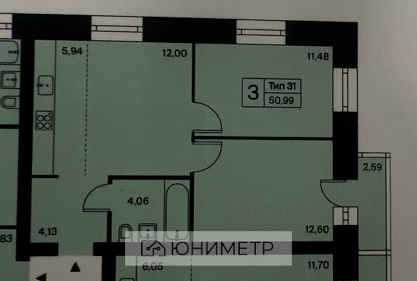3-к. кв. 50.2 м² 10/10 эт.