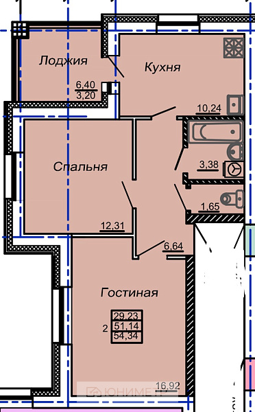 2-к. кв. 57 м² 5/10 эт. 2-к. кв. 57 м² 5/10 эт.